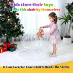 Clear Stuffed Animal Storage Bean Bag Chair for Kids 150L PVC Waterproof Toy Organizer Bean Bag Chair Cover with Zipper, Easy-Clean Plush Toy Holder Seat for Nursery & Playroom (A)