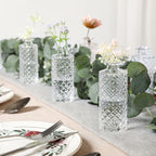 Clear Glass Bud Vase, 20 Pack Living Bud Vases, Small Diamond Bud Vases in Bulk, Mini Flowers Vases for Table Centerpiece, Office, Wedding Reception, Home Decor