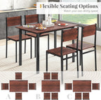 Tangkula Dining Table Set for 4, Modern Table and Chairs Set of 4 for Kitchen Dining Room Breakfast Nook (Walnut)