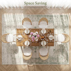 STHOUYN 71"-87" Farmhouse Wood Extendable Dining Room Table Set with 6 Upholstered Chairs, Rectangular Expandable Retractable Kitchen Table and Chairs Set of 6 (71"-87" Brown Table + 6 White Chairs)