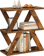 3 Tier Side Table with Side Guard Rails & Anti-Slip Pads, Narrow End Table for Small Spaces, Slim Nightstand with Storage Shelves for Bedroom, Living Room, Rustic Brown