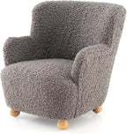 HONEY JOY Toddler Couch, Comfy Kids Chair w/Solid Wooden Frame & Sherpa Fabric, Upholstered Armchair Preschool Furniture, Baby Couch for Playroom, Kids Sofa for Girls Boys (Grey)