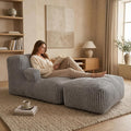 Giant Bean Bag Chair — Plush Faux Fur, Foldable Memory Foam Lounger, Removable Washable Cover for Living Room, Gaming & Lounge (Stripe Grey)