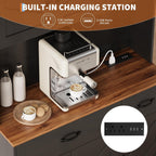 Pantry Cabinet with Charging Station,71'' Kitchen Pantry Cabinet with Microwave Shelf,Farmhouse Kitchen Hutch with Drawers,Door Shelves,Adjustable Shelves,for Dining Room,Living Room,Black