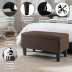 Convenience Concepts Designs4Comfort Winslow Storage Ottoman Bench 32" - Transitional Upholstered Footstool & Seat, for Living Room, Entryway, Hallway, & Bedroom, Medium Brown Fabric
