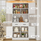 HOSTACK 71“ Tall Kitchen Pantry Storage Cabinet, Modern Kitchen Hutch Bar Cabinet with Microwave Stand, Wood Buffet Sideboard with Hutch, Cupboard with Drawers, Shelves for Dining Room, White
