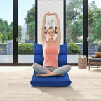 COSTWAY Floor Chair, Folding Gaming Chair with Back Support, 14 Adjustable Positions, Alloy Steel Frame, Lazy Sofa Lounge for Playing Reading Meditating Room Recliner for Adults, Kids (Blue)