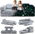 INFANS Modular Kids Play Couch, 10PCS Fluorescent Toddler Creative Sectional Fort Building Sofa for Playroom, Bedroom, Children Convertible Soft Foam Furniture Playset Floor Cushion Boys Girls