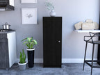 16.9" D*12.3" W*47" H Corner Freestanding Kitchen Pantry with 3 Shelves, Single Door, Rectangular Storage Cabinet, Traditional, for Living Room, Dining Room, Black