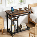 Side Table with Wheels, Mobile C Table,Narrow Desk,Convenient Charging Station