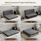 GEMBED Tri Folding Mattress Queen Size - Memory Foam Tri-fold Handle & Non-Slip Bottom, Portable Foldable Sofa Bed Floor Chair for Travel RV Camping Guest Yoga - 6 Inch, 78"x58"x6"