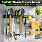 Garage Tool Organizer Wall Mount, 49.5 Inch Heavy Duty Garage Organization System with 10 Adjustable Hooks, Garden Tool Storage Rack for Garage, Yard & Shed, Holds Up to 400 lbs