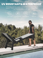 SERWALL Textilene Patio Chaise Lounge Chair Set of 2, HDPE Outdoor Lounger for Pool, Black