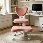 Ergonomic Cross-Legged Meditation Chair with Lumbar Support - Height Adjustable Kneeling Seat Cushion,Soft Plush Fabric Office Chair with 360° Rolling Casters for High-Intensity Work, Study,Yoga