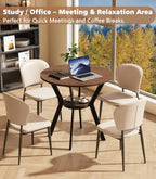 MECHYIN 31.5" Round Dining Table for 2-4, Farmhouse Small Kitchen Table with Storage, Space Saving Circle Table, Rustic Wood Dining Room Tables with Metal Legs for Kitchen, Dining Room, Apartment