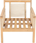 JIVOIT Acacia Wood Club Chairs Set of 2, Outdoor Patio Club Chairs with Hand-Woven Twist Rope, Cushions and Pillows, Adjustable Foot Pads, 400lbs Weight Support, Ideal for Backyard, Poolside