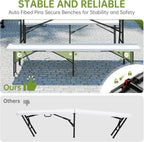 Real Relax 6 feet Plastic Folding Bench with Carrying Handle & Lock,Portable in/Outdoor Picnic Party Camping Dining Seat, Garden Soccer Multipurpose Entertaining Activities,Waterproof, 2 Pack, White
