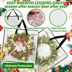8 Pack Wreath Storage Bags, 24 Inch Clear Christmas Wreath Storage Bag with Zipper and Handles, PP Woven Holiday Decor Storage Bags