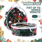 Shappy 4 Pieces Christmas Wreath Storage Container 30 Inch Wreath Plastic Storage Bags with Dual Zippers and Handles for Xmas Thanksgiving Holiday Artificial (Clear)