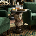 Decorative Leopard Round Side Table - Creative Bronze Animal Head End Table with Black Faux Marble Top - Luxury Safari Theme Accent Furniture Statement Piece for Living Room, Bedroom & Office