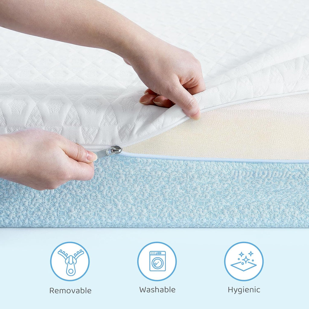 Dourxi Crib Mattress, Dual Firmness Soft & Firm Memory Foam Toddler Mattress, 3-Layer Baby Mattresses with Breathable Washable Cover, CertiPUR-US Certified, 52" x 27.5" x 6" for Crib and Toddler Bed