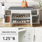 Einhomn 47.2'' Sliding Door Entryway Shoe Storage Bench with Seat Cushion, Shoe Rack with Lift-Top Hidden Storage & Adjustable Shelf, Bench for Bedroom End of Bed, White