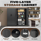 Incbruce 72” Metal Storage Cabinet, Garage Cabinets and Storage System with Doors and Shelves, Tall Lockable Tool Cabinet for Garage, Office, Home (Black)