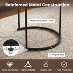 GOFLAME Nesting Coffee Tables Set of 2, Stacking Round Center Table with Wooden Tabletop & Powder Coated Steel Frame, Living Room Coffee End Table Set for Apartment, Bedroom (Brown & Black)