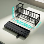 HapiRm Sponge Holder for Kitchen Sink - Self-draining Sink Caddy with Brush and Dishcloth Holders, Stainless Steel Kitchen Countertop Organizers and Storage Essentials - Black
