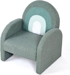 JOYMOR Kids Sofa, Toddler Armchair with Full Teddy Fleece Coverage, Ultra-Soft & Plush, Sturdy Base for Boys and Girls, Green