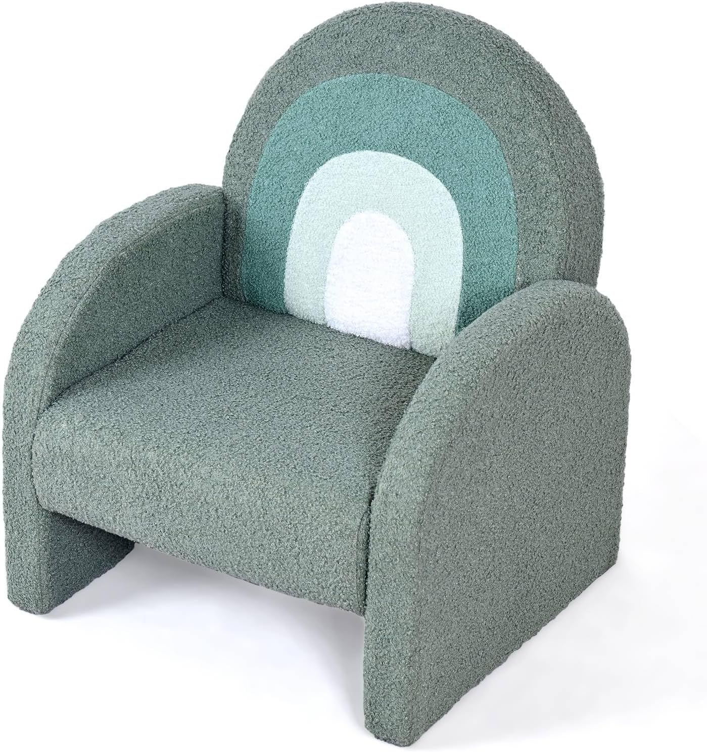 JOYMOR Kids Sofa, Toddler Armchair with Full Teddy Fleece Coverage, Ultra-Soft & Plush, Sturdy Base for Boys and Girls, Green