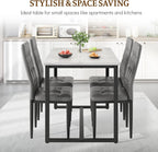 Dining Table Set for 4, PVC Faux Marble Kitchen Table Chairs Set of 4 with Upholstered PU Leather, Easy to Maintain, Sturdy and Scratch-Resistant, Space-Saving Dining Room Set