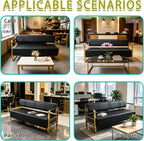 Waiting Room Bench with Backrest, Faux Leather Upholstered Reception Bench & Stainless Steel Frame - for Hair Salons, Offices, and Hotels