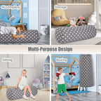 Stuffed Animal Storage Bean Bag Chair Cover (No Filler), Cylinder Plush Toy Storage Stuff and Sit Seat for Kids Boys and Girls, Canvas Large Soft Sit & Play Sofa with YKK Zipper