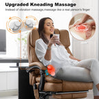 Kneading Massage Executive Office Chair with Heated,90-135° Reclining Office Chair with Footrest,Computer Desk Chair with Wheels,Diamond-Stitched Cushion Leather Office Chair (Brown)