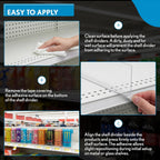 Shelf Dividers, 50 Pack, Self Adhesive, 3” H x 9.5” L Shelf Separators for Retail Shelving, Pantry & Closet Organization, Easy Stick 20 Mil Clear PVC, Product Display Dividers, Clip Strip Corp