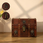 Handmade Pirate Treasure Chest with Latch - Vintage Wooden Storage Trunk and Treasure Box with Hinged Lid - Antique Decorative Storage Box for Pirate-Themed Birthday Party and Keepsakes