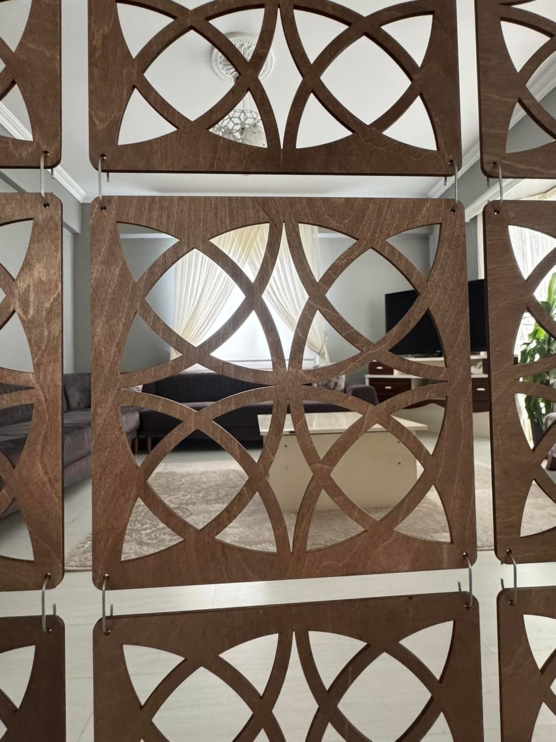 Decorative Hanging Divider Panels, Walnut, Set of 12