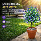 Artificial Potted Plants with Ground Stakes, UV Resistant Camellia Topiary, Outdoor Indoor Faux Shrubs, Waterproof Decorative Plants for Garden Porch Patio Yard (4)