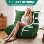 YITAHOME Bean Bag Chairs for Adults, Giant Lazy Floor Sofa with Memory Foam, Comfy Cordury Fireside Chair Beanbags for Living Room Apartment Dorm Office, Green