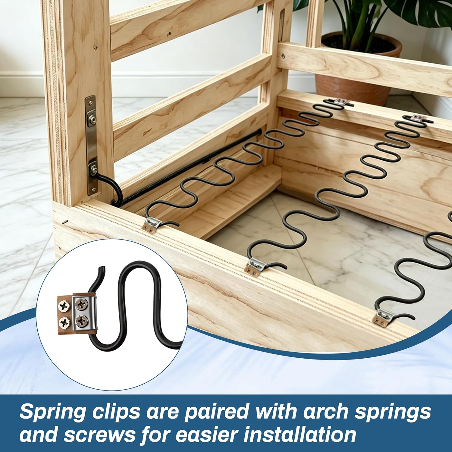 AHIER 25" 4 Pack Couch Spring Repair Kit, Sofa Supports for Sagging Cushions Upholstery Springs Seat Repair Replacement Kits - Includes 20ft Steel Stay Wire with 20 Clips, 10 Spring Clips, 40 Nails