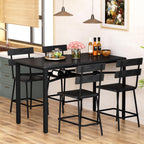 Hooseng 5-Piece Dining Table Set for 4, Counter Height Kitchen Table & 4 Bar Stools, Hightop Bar Table and Chairs Set with Storage, Farmhouse Small Dinette Set for Pub, Dining Room, Small Space