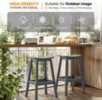 VINGLI 29" Outdoor Bar Stools Set of 2, HDPE Poly Lumber Bar Chairs with Footrest, Weather Resistant Patio Barstools for Bar, Kitchen Counter, Yard (Gray, 29 Inch 2 PC)