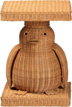 Bali & pari Pembroke Penguin End Table - Handwoven Rattan Sculptural Accent Side Table with Platform Base