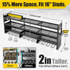 Power Tool Organizer Wall Mount | 8-Outlet TR Charging Station | Garage Storage Rack with Cordless Drill Holder | Heavy Duty Metal Shelf for Workshop Organization