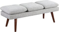 OSP Home Furnishings Amanda Mid-Century Modern Upholstered Bench with Solid Wood Tapered Legs, 54-inches, Grey Fabric