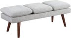 OSP Home Furnishings Amanda Mid-Century Modern Upholstered Bench with Solid Wood Tapered Legs, 54-inches, Grey Fabric