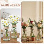 Vintage Glass Flower Vase, Farmhouse Glass Centerpiece Vases Mason Jars for Weddings, Parties & Home Decor Bulk (12, Transparent)