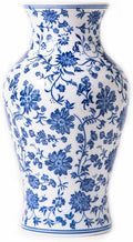 Blue and White Porcelain Décor, Blue and White Vase, Blue Vase, Chinoiserie Vase, Blue and White Ginger Jar Vase for Home Decor,Flower Vase,11" H