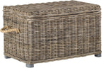 SAFAVIEH Home Collection – Salim Grey Rattan Storage Trunk with Handles, Woven Wicker Storage Chest for Living Room, Bedroom or Den, Fully Assembled (SEA7019A)